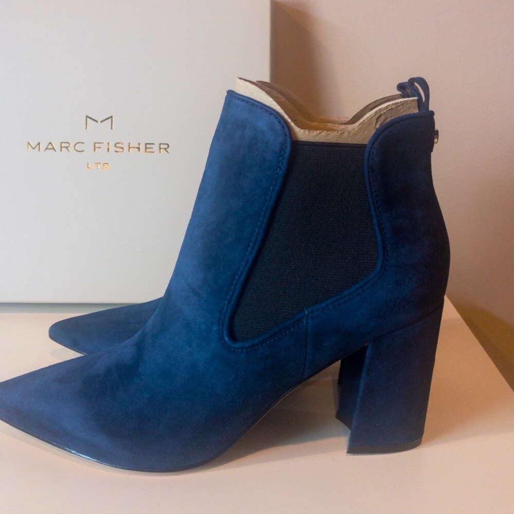 Marc Fisher Dark Blue Suede Booties